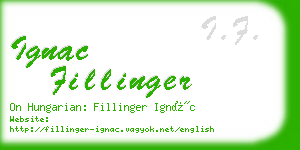 ignac fillinger business card